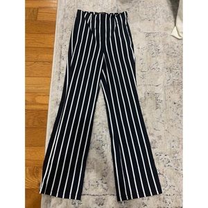 Black and white striped dress pants
